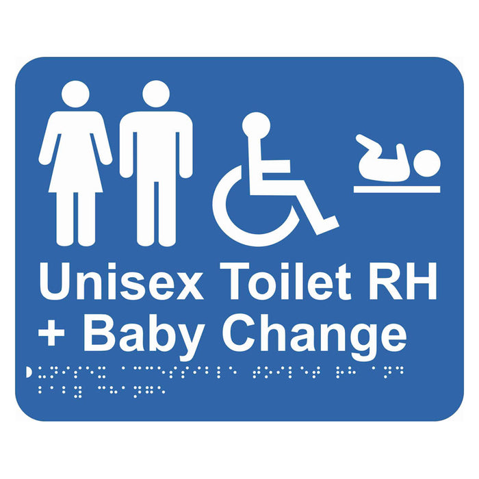 Braille Sign - Unisex Accessible Toilet RH & Baby Change