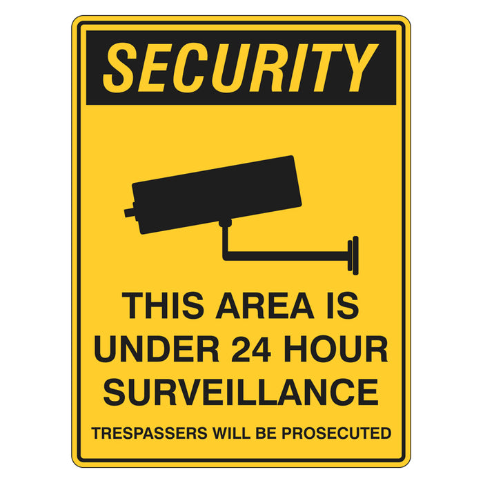 Security Sign - This Area Is Under 24 Hour Surveillance - Trespassers Prosecuted