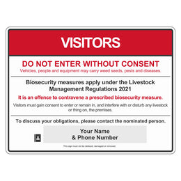 Biosecurity Sign - Victorian Visitors Farm Biosecurity Management - 450x600mm corflute