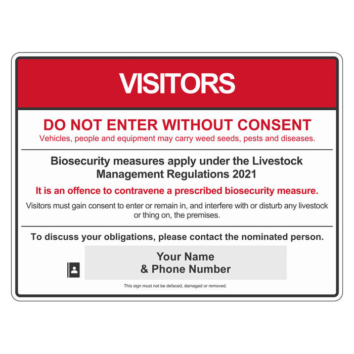 Biosecurity Sign - Victorian Visitors Farm Biosecurity Management
