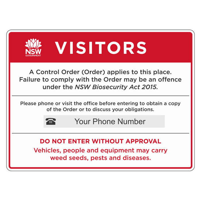Biosecurity Sign - NSW Biosecurity Farm Control Order