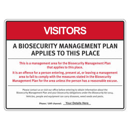 Biosecurity Sign - Queensland Gate Signage / Biosecurity Management Plan - 450x600mm corflute