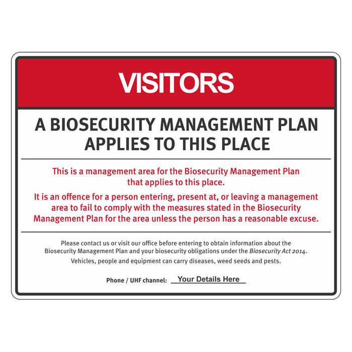 Biosecurity Sign - Queensland Gate Signage / Biosecurity Management Plan