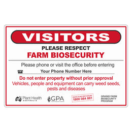 Biosecurity Sign - Grain Producers Australia Biosecurity (Australia Wide) - 600x900mm metal