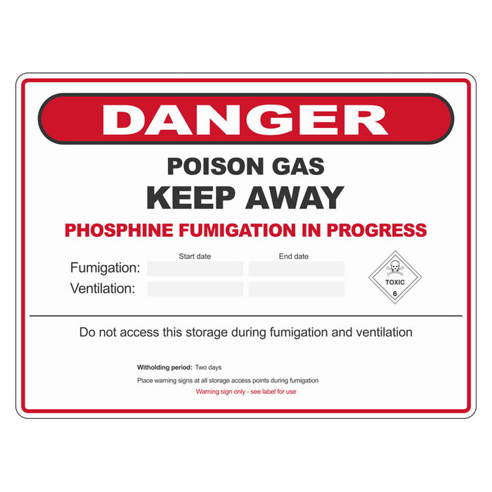 Farm Biosecurity Sign - Phosphine Fumigation Danger Sign (Australia Wide)