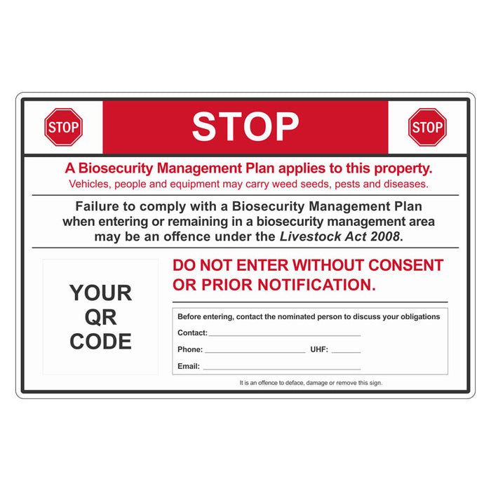 Biosecurity Sign - Northern Territory STOP Biosecurity