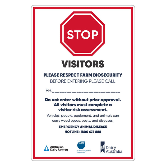 Farm Biosecurity Sign - Dairy Australia Biosecurity Gate Sign