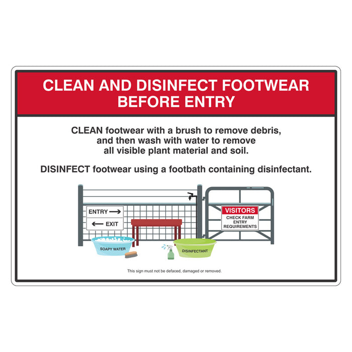 Farm Biosecurity Sign - Farm Clean & Disinfect Footwear