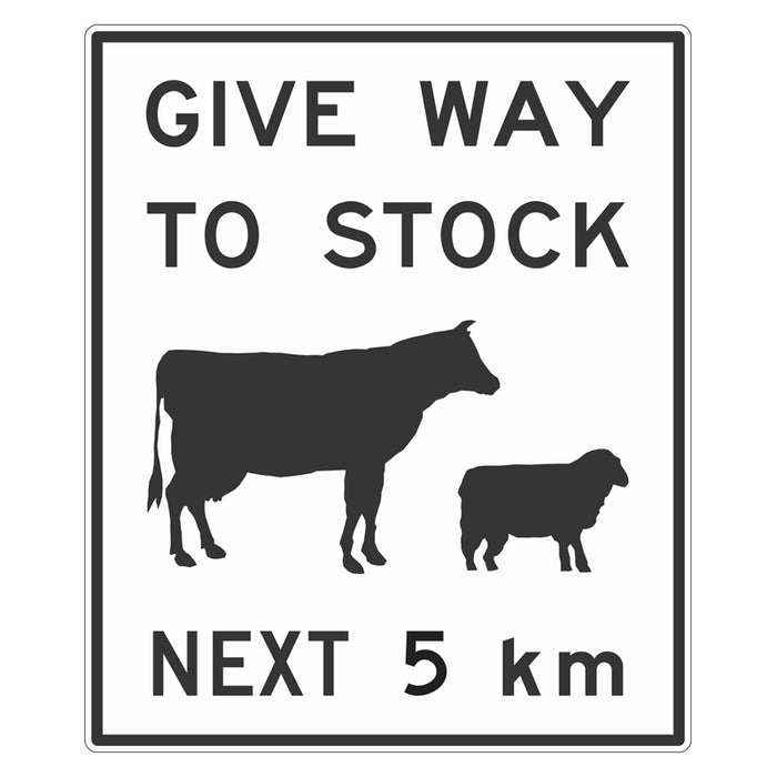 Traffic Sign - Give Way to Stock Next 5 KM (R1-V5)