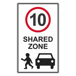 Traffic Sign - 10 KM Shared Zone (R4-4) - 450x750mm Class 1 reflective aluminium