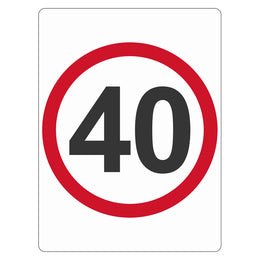 Traffic Sign - 40 KM (R4-1) - 450x600mm Class 1 reflective aluminium