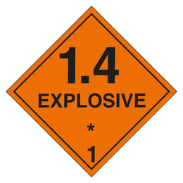 Hazchem Sign - 1.4 Explosive - 250x250mm polypropylene
