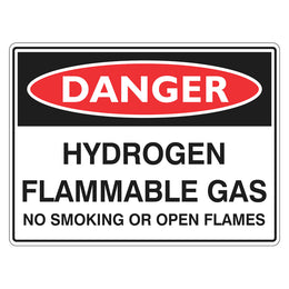 Danger Sign - Hydrogen Flammable Gas No Smoking - 450x600mm metal
