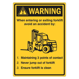 Warning Sign - When Entering Or Exiting Forklift - 100x140mm self-adhesive vinyl