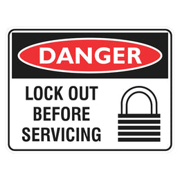 Danger Sign - Lock Out Before Servicing - 225x300mm polypropylene