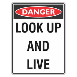 Danger Sign - Look Up And Live - 100x140mm self-adhesive vinyl