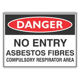 Danger Sign - No Entry Asbestos Fibres - 300x450mm metal
