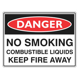 Danger Sign - No Smoking Combustible Liquids - 450x600mm metal