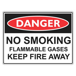 Danger Sign - No Smoking Flammable Gases - 450x600mm metal