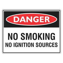 Danger Sign - No Smoking No Ignition Sources - 450x600mm metal