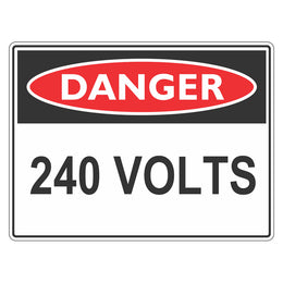 Danger Sign - 240 Volts - 100x140mm self-adhesive vinyl