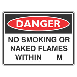 Danger Sign - No Smoking Or Naked Flames Within - 450x600mm metal