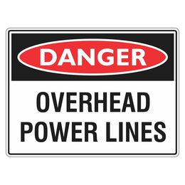 Danger Sign - Overhead Power Lines - 450x600mm corflute
