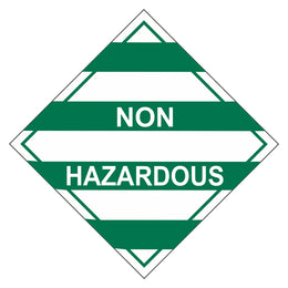 Hazchem Sign - Non Hazardous - 250x250mm self-adhesive vinyl