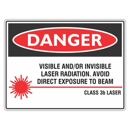 Danger Sign - Visible / Invisible Laser Radiation Avoid Direct Exposure - 150x225mm self-adhesive vinyl