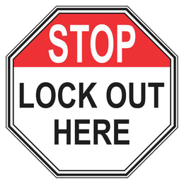 Lock Out Sign - 100x100mm self-adhesive vinyl