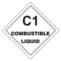Hazchem Sign - C1 Combustible Liquid - 100x100mm self-adhesive vinyl