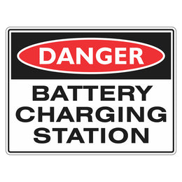 Danger Sign - Battery Charging Station - 300x450mm metal