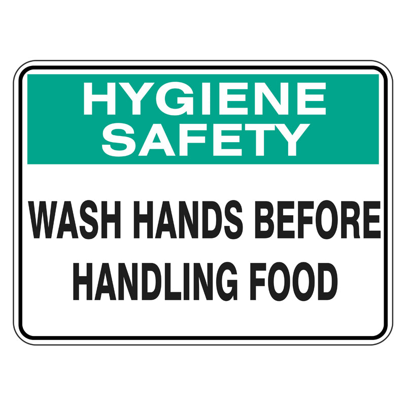 Hygiene Sign - Wash Hands Before Handling Food 225x300mm PP ...