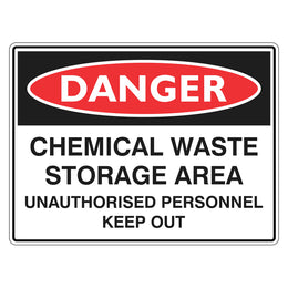 Danger Sign - Chemical Waste Storage Area - 450x600mm metal
