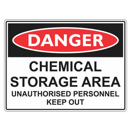Danger Sign - Chemical Storage Area - 225x300mm metal
