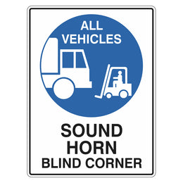 Mandatory Sign - All Vehicles Sound Horn Blind Corner - 450x600mm metal