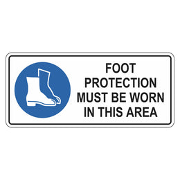 Mandatory Sign - Foot Protection Must Be Worn In This Area - 200x450mm metal