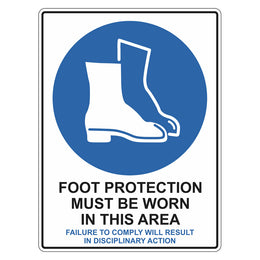 Mandatory Sign - Foot Protection Must Be Worn In This Area - 450x600mm polypropylene