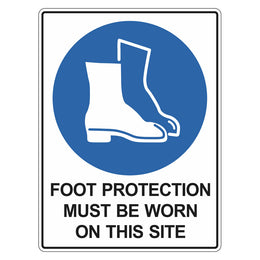 Mandatory Sign - Foot Protection Must Be Worn On This Site - 450x600mm corflute