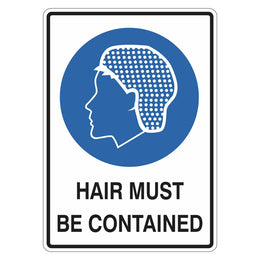 Mandatory Sign - Hair Must Be Contained - 100x140mm self-adhesive vinyl