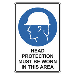 Mandatory Sign - Head Protection Must Be Worn In This Area - 450x600mm metal