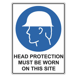 Mandatory Sign - Head Protection Must Be Worn On This Site - 450x600mm corflute