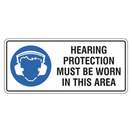 Mandatory Sign - Hearing Protection Must Be Worn In This Area - 200x450mm metal