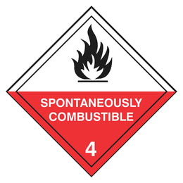 Hazchem Sign - 4 Spontaneously Combustible - 250x250mm self-adhesive vinyl