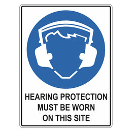 Mandatory Sign - Hearing Protection Must Be Worn On This Site - 450x600mm corflute