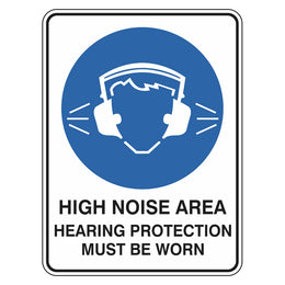 Mandatory Sign - High Noise Area Hearing Protection Must Be Worn - 225x300mm polypropylene
