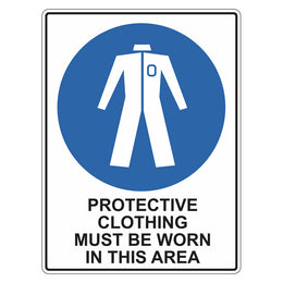 Mandatory Sign - Protective Clothing Must Be Worn In This Area - 450x600mm metal