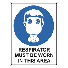 Mandatory Sign - Respirator Must Be Worn In This Area - 450x600mm metal
