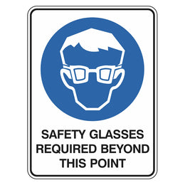 Mandatory Sign - Safety Glasses Required Beyond This Point - 225x300mm metal
