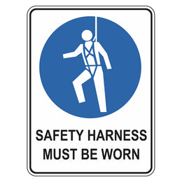 Mandatory Sign - Safety Harness Must Be Worn - 300x450mm metal